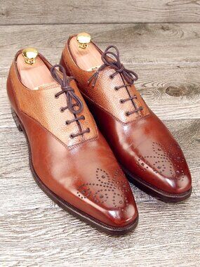 $695 Neiman Marcus GRAVATI Italian Oxford 9 M Tan/Cognac 18754 * add $15 Trees